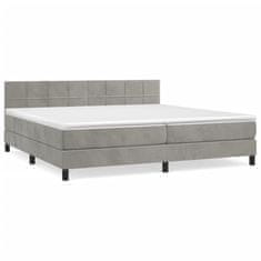 Greatstore Box spring postel s matrací světle šedá 200x200 cm samet