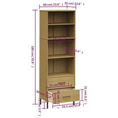 Vidaxl Knihovna se 2 zásuvkami hnědá 60x35x180 cm masivní dřevo OSLO