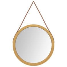 Greatstore Nástěnné zrcadlo s popruhem zlaté Ø 35 cm