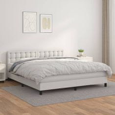 Greatstore Box spring postel s matrací bílá 180x200 cm umělá kůže