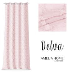 FLHF Delva závěs růžový vyšívaný boho voile 140x270 AmeliaHome