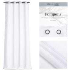 FLHF Záclona Pompons bílá voile 140x270 AmeliaHome