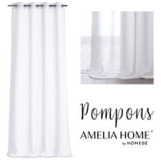 FLHF Záclona Pompons bílá voile 140x270 AmeliaHome