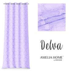 FLHF Delva závěs lila vyšívaný boho voile 140x270 AmeliaHome