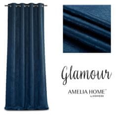 FLHF Záclona Glamour navy blue embosovaná glamour semišový lesk 140x250 AmeliaHome