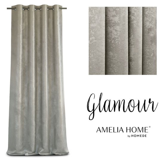 FLHF Glamour šedý reliéfní semišový lesklý závěs 140x250 AmeliaHome