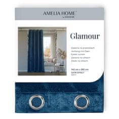 FLHF Záclona Glamour navy blue embosovaná glamour semišový lesk 140x250 AmeliaHome