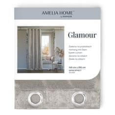 FLHF Glamour šedý reliéfní semišový lesklý závěs 140x250 AmeliaHome