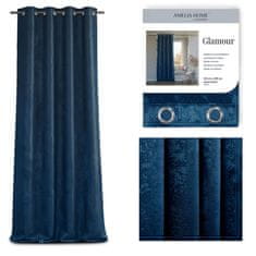 FLHF Záclona Glamour navy blue embosovaná glamour semišový lesk 140x250 AmeliaHome