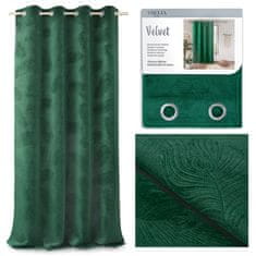 FLHF Závěs Peacock bottle green embosed velvet 135x250 AmeliaHome