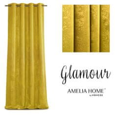 FLHF Glamour žlutý reliéfní glamour semišový lesklý závěs 140x250 AmeliaHome