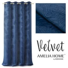 FLHF Závěs Peacock navy blue embosovaný samet 135x250 AmeliaHome