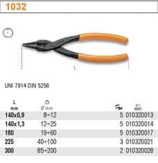 Beta Zajišťovací kleště na vnitřní kroužky, rovné 300Mm 1032/300