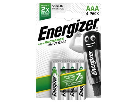 INTEREST Nabíjecí Baterie AAA/HR6 500mAh ENERGIZER , 4 ks (blistr).