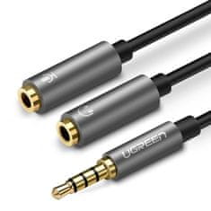 shumee Rozbočovač sluchátek 3,5mm mini AUX jack + stereo mikrofon 20cm stříbrný