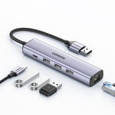 shumee Multifunkční rozbočovač adaptéru HUB USB 3.0 - 3x USB Ethernet RJ-45 USB-C PD šedý