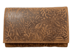 Wild Dámská kožená peněženka květiny - hnědá 731