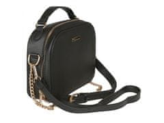 sarcia.eu Malá, černá taška/kabelka přes rameno, kufr, zlaté prvky, zip 21x15,5x7,5 cm