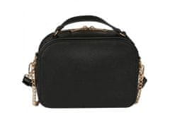 sarcia.eu Malá, černá taška/kabelka přes rameno, kufr, zlaté prvky, zip 21x15,5x7,5 cm