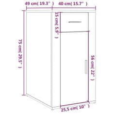 Vidaxl Skříňka k psacímu stolu černá 40 x 49 x 75 cm kompozitní dřevo