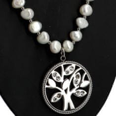 Delami Náhrdelník z umělých perel a oceli Strom života