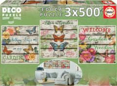 Educa EDUCA Čtvercové puzzle Venkovská zahrádka 3x500 dílků