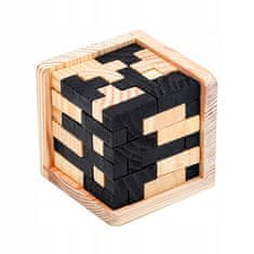 Northix IQ dřevěné puzzle, 3D - kostka - Černá 