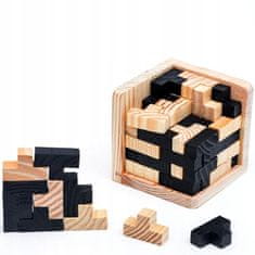 Northix IQ dřevěné puzzle, 3D - kostka - Černá 