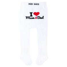 NEW BABY Nové dětské bílé bavlněné punčocháče I Love Mum and Dad 56 (0-3m)