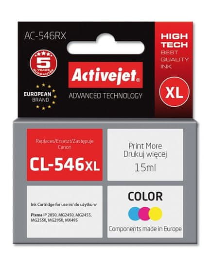 shumee Activejet inkoust AC-546RX (náhrada Canon CL-546XL; Premium; 15 ml; barva)