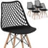 Skandinávská prolamovaná židle s dřevěnými nohami do kuchyně obývací pokoj max. 150 kg 4 ks.