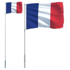 Greatstore Vlajka Francie a stožár 5,55 m hliník