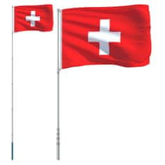 Greatstore Vlajka Švýcarska a stožár 5,55 m hliník