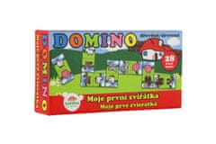 Teddies Domino Moje první zvířátka dřevo společenská hra 28ks v krabičce 17x9x3,5cm MPZ