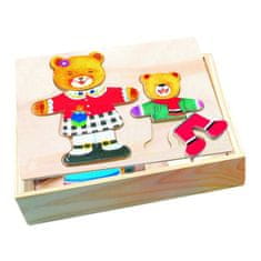 PECKAHRAČKY Puzzle Šatník medvědi dřevo barevný v krabici 19x14x4cm