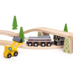 Bigjigs Rail Dlouhý vagónek s uhlím + 2 koleje