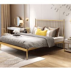 KONDELA Kovová manželská postel s roštem Zahara 160x200 cm - zlatá