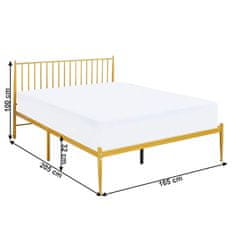 KONDELA Kovová manželská postel s roštem Zahara 160x200 cm - zlatá