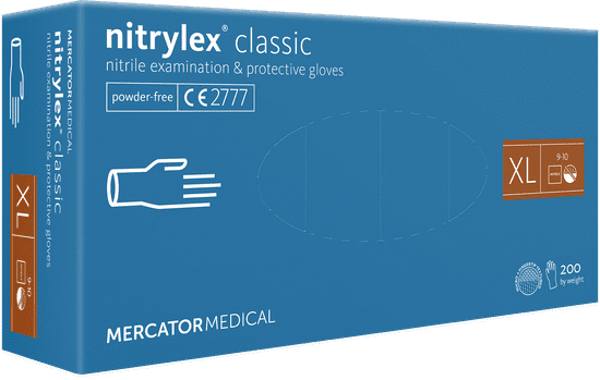 MERCATOR MEDICAL NITRYLEX Jednorázové nitrilové zdravotnické rukavice modré 200 ks