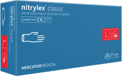 MERCATOR MEDICAL NITRYLEX Jednorázové nitrilové zdravotnické rukavice modré 200 ks velikost L