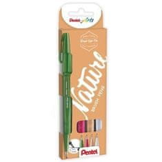 Pentel Popisovač Arts Touch Brush Sign Pen - Nature 4 ks, sada