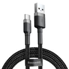 BASEUS Datový kabel USB-C Baseus - odolný nylonový kabel, 2A 2m, šedý + černý