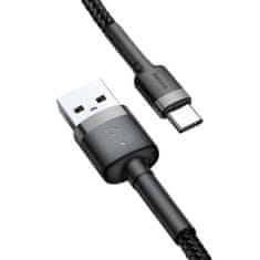 BASEUS Datový kabel USB-C Baseus - odolný nylonový kabel, 2A 2m, šedý + černý