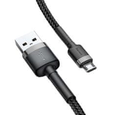 BASEUS Datový kabel micro USB Baseus - odolný nylonový kabel, 1.5A 2M, šedá + černá