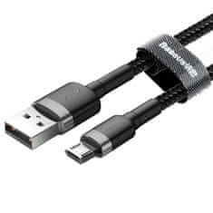 BASEUS Datový kabel micro USB Baseus - odolný nylonový kabel, 1.5A 2M, šedá + černá