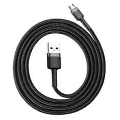 BASEUS Datový kabel Micro USB Baseus - odolný nylonový kabel, 2,4A 1m, šedý + černý