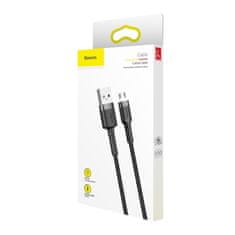 BASEUS Datový kabel Micro USB Baseus - odolný nylonový kabel, 2,4A 1m, šedý + černý