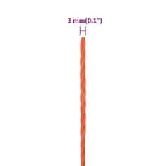 Vidaxl Pracovní lano oranžové 3 mm 250 m polypropylen