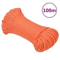 Greatstore Pracovní lano oranžové 3 mm 100 m polypropylen