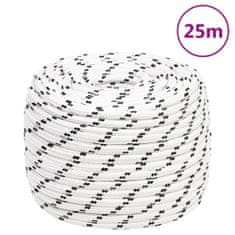 Vidaxl Splétané lodní lano bílé 12 mm x 25 m polyester